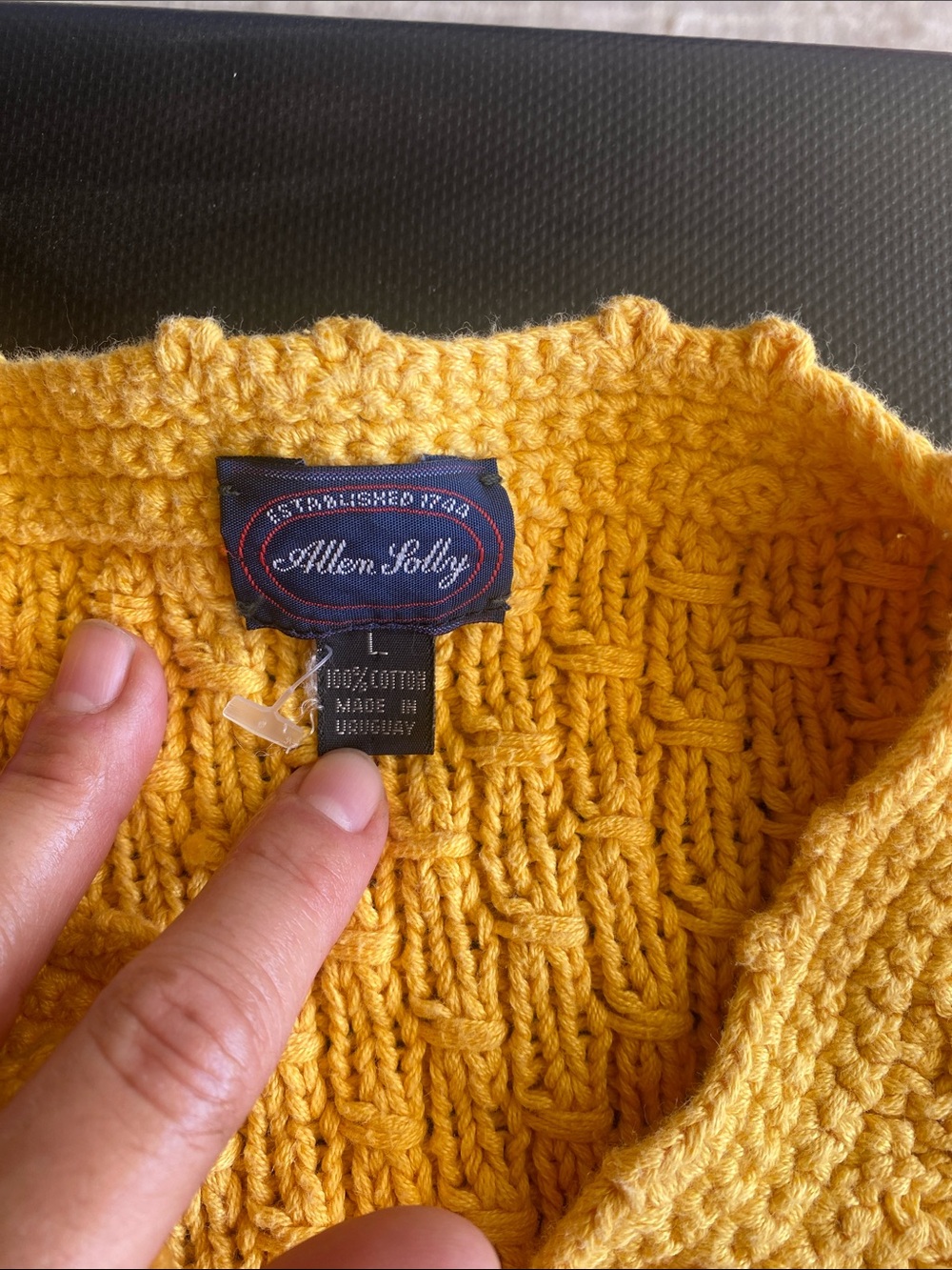 Allen Solly Mustard Yellow Textured Knit Cardigan - Picture 2 of 7